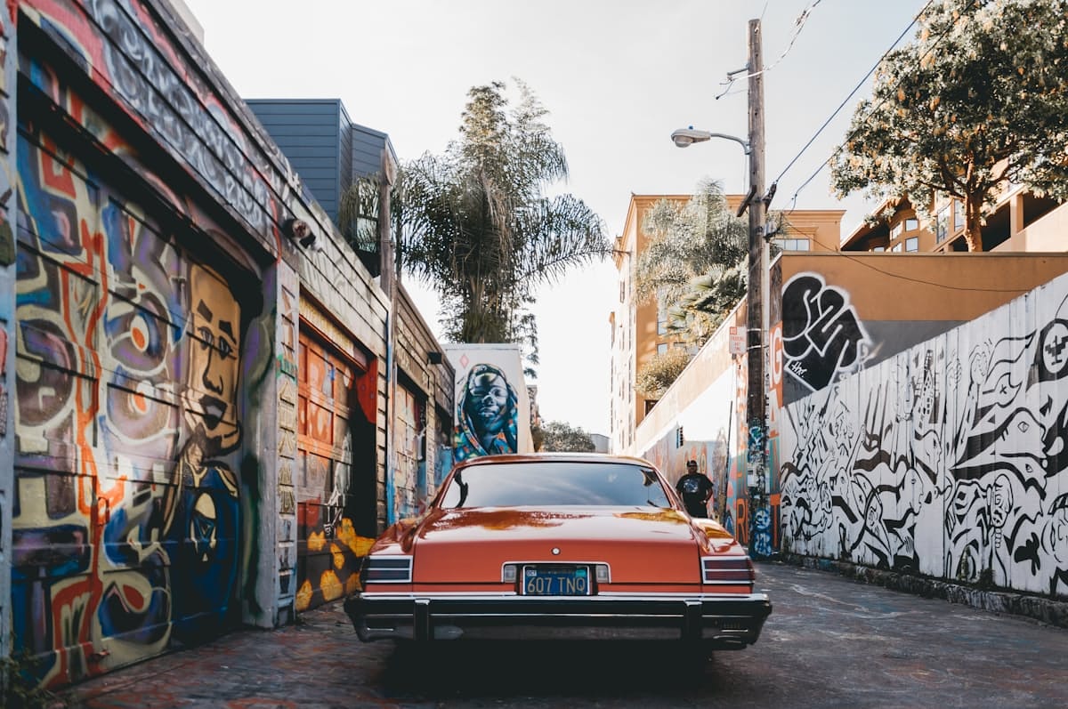 Mural-covered alley in San Francisco's Mission District