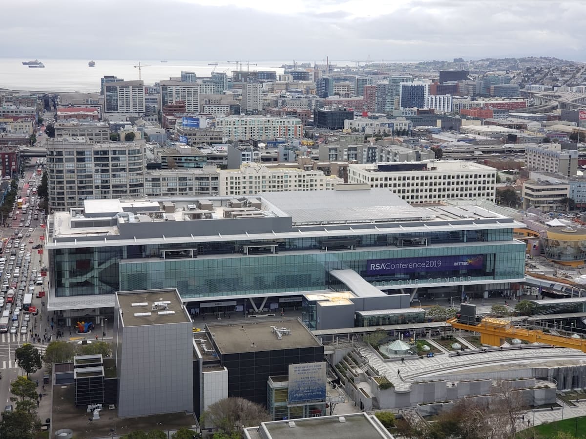 Aerial view of Moscone Center and SoMa in San Francisco