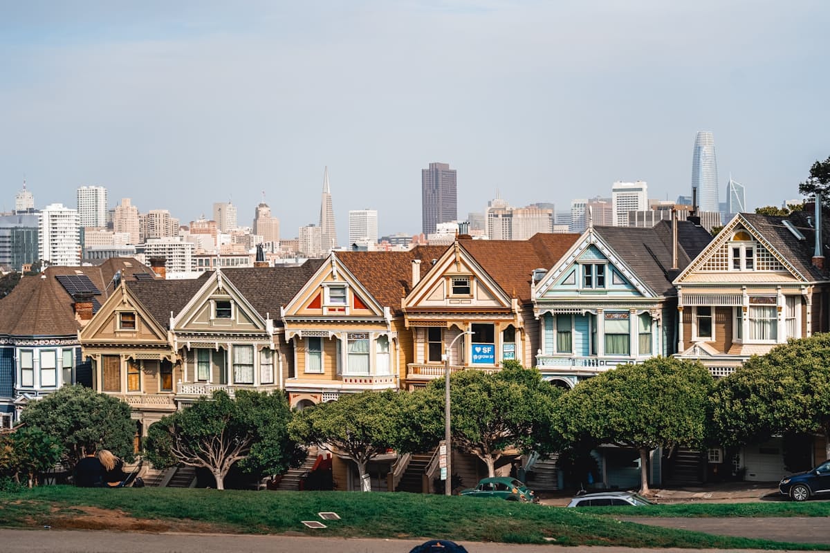 Row of Victorian houses in a San Francisco visitor neighborhood